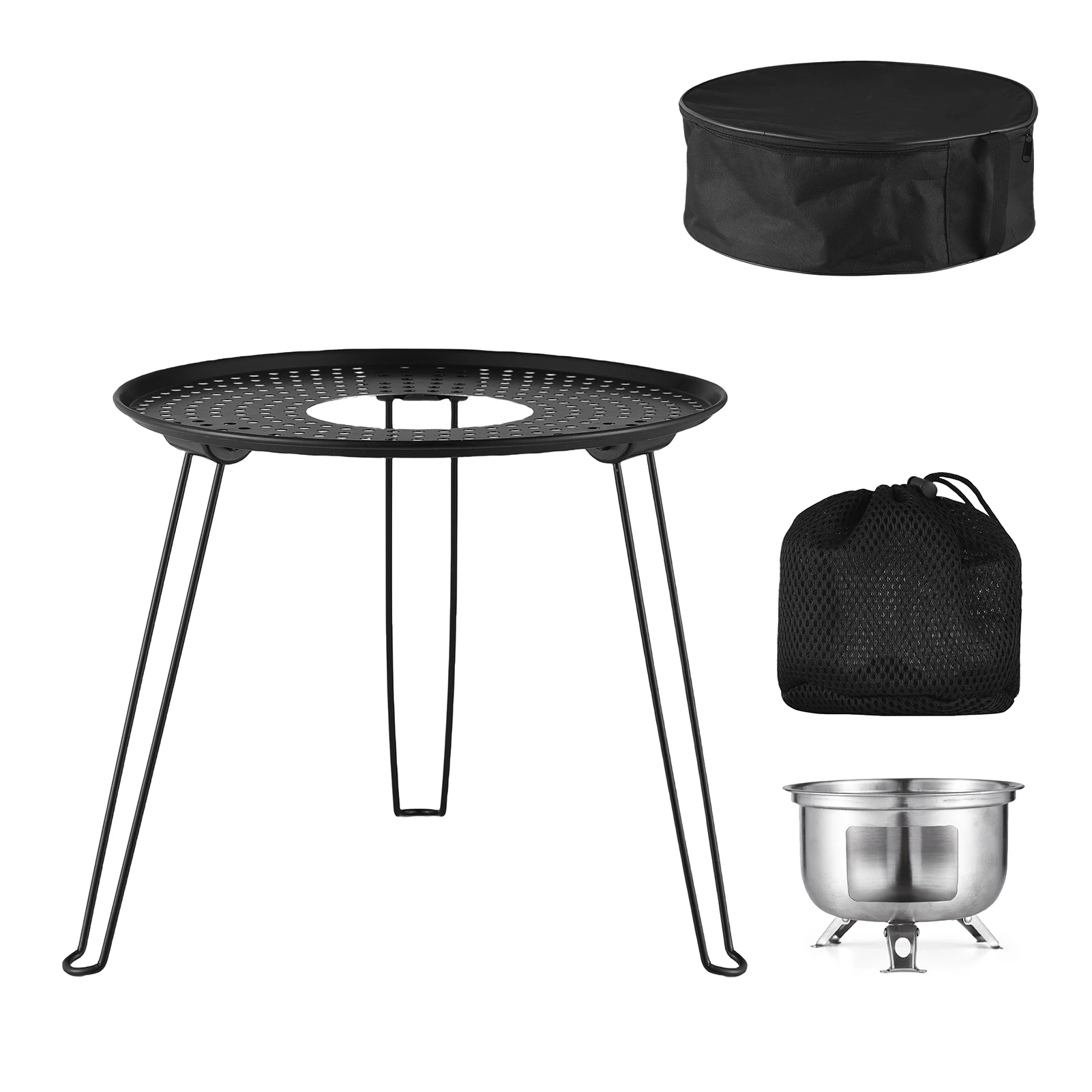 

Outdoor BBQ Table Folding Camping Table with Stainless Steel Multi-Fuel Stove for Cooking Portable Grill Table for Picnic
