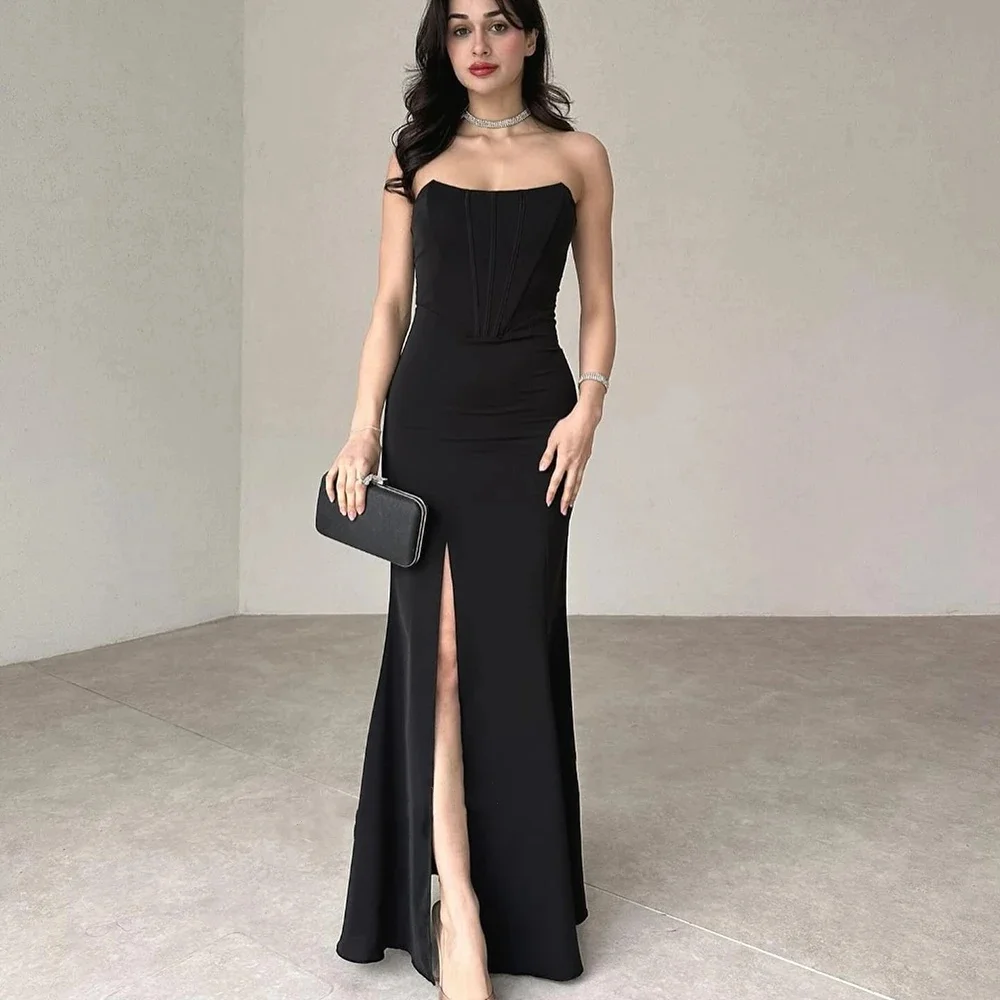 Muloong Strapless Floor-Length Women Elegant And Pretty Luxury Prom Dress