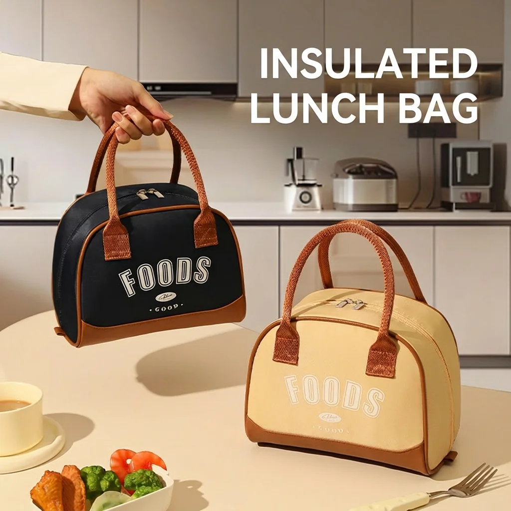 Insulated Lunch Bag Portable Thermal Food Container For Work School Picnics Keeps Meals Fresh Stylish Design With Handles