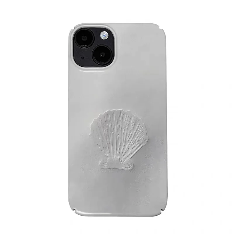 

Grey and White Shell Art Phone Case for IPHONE 17 Air 16E 15 PROMAX 14 Plus 13 12 MINI 11 PRO 16Plus XR XS Acrylic Phone Cover