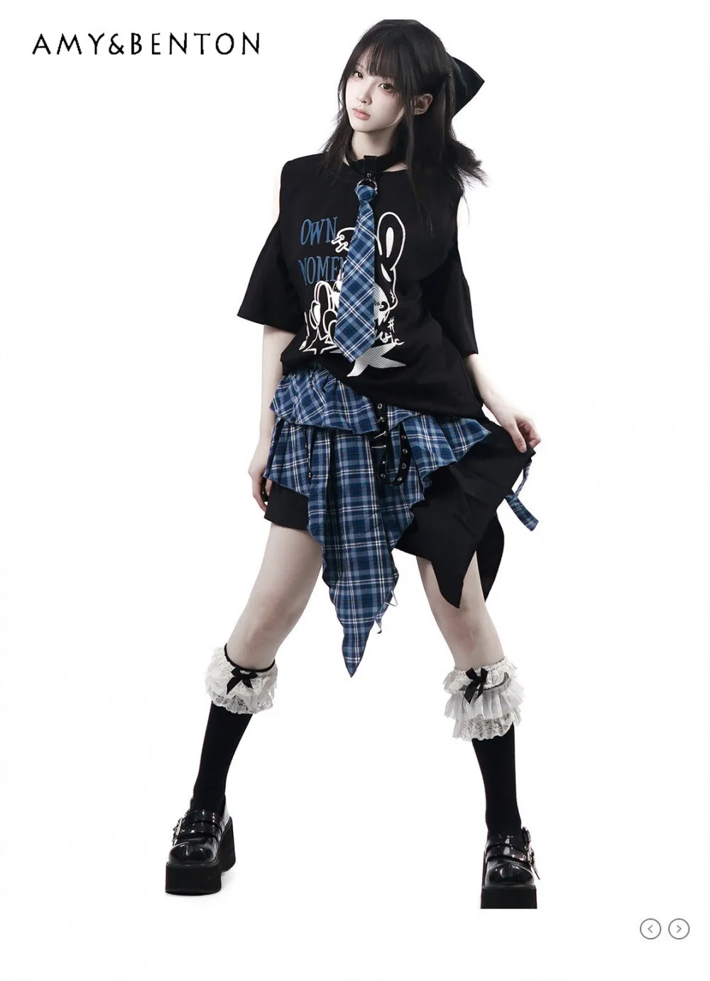 

Summer Sweet Cool Girl Cute Cartoon Print Y2K Short Sleeve Top Sets Gothic Punk Style Patchwork Oversized T-Shirt Casual Pants