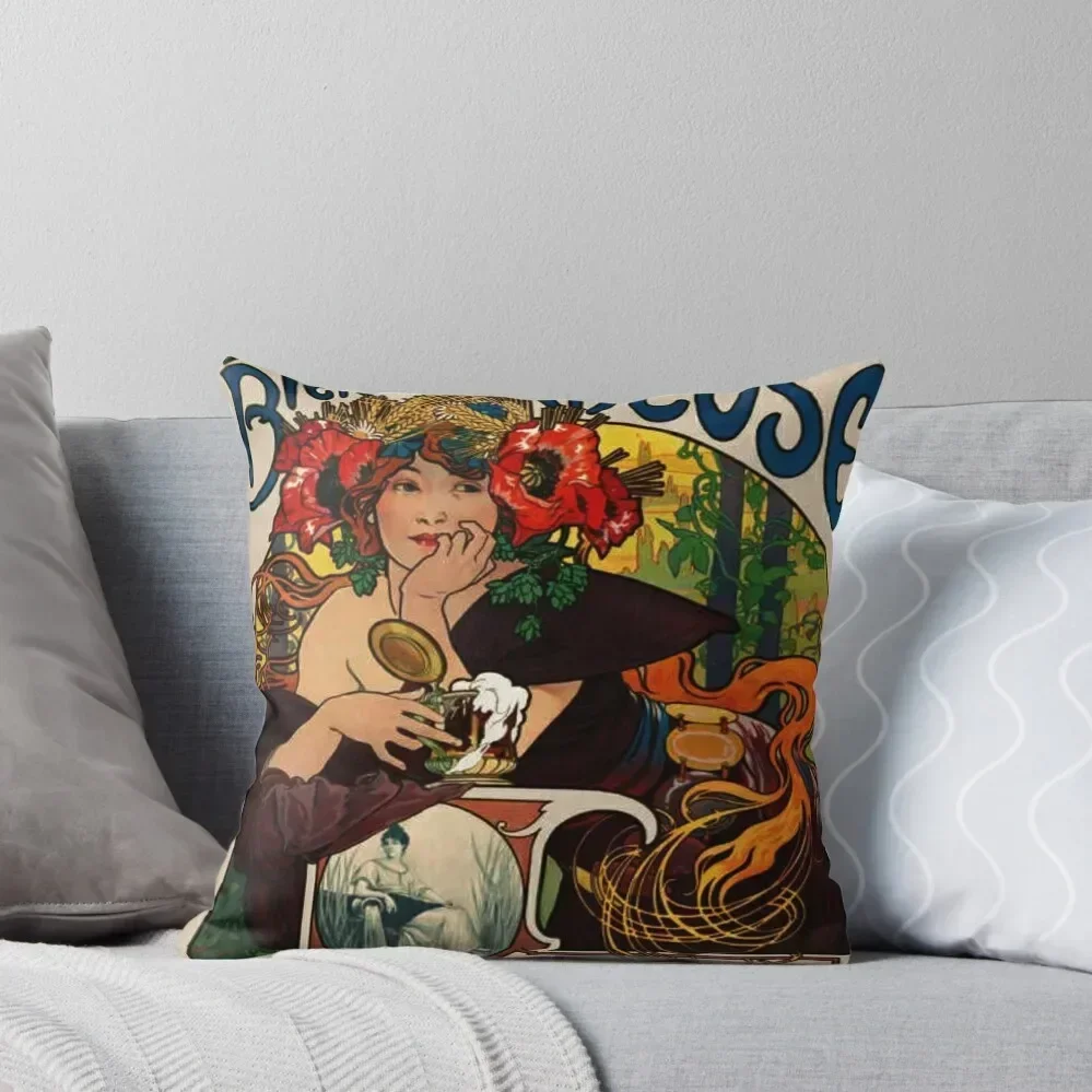 

Alphonse Mucha Bieres de la Meuse Throw Pillow pillow pillowcase Sofas Covers Sitting Cushion Rectangular Cushion Cover pillow