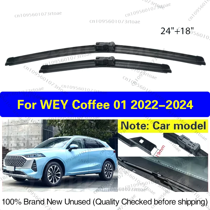 

Car Front Wiper Blades For WEY Coffee 01 2022 2023 2024 Windscreen Windshield Wiper Blade Brushes Cutter 24"+18" Car Accessories