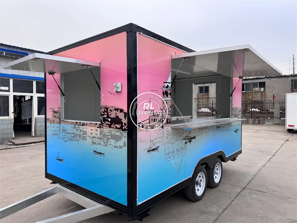 

DOT Concession Food Truck Trailer Fully Equipped Ice Cream Cart Street Snack Fast Food Trailer Mobile Kitchen