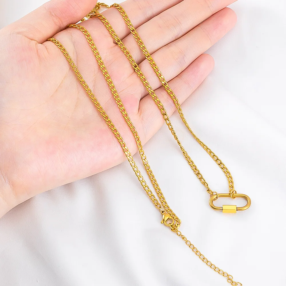 1pc Stainless Steel Semi-finished Necklace With Adjustable Extension Chain DIY Clothing Jewelry Making Base Chain