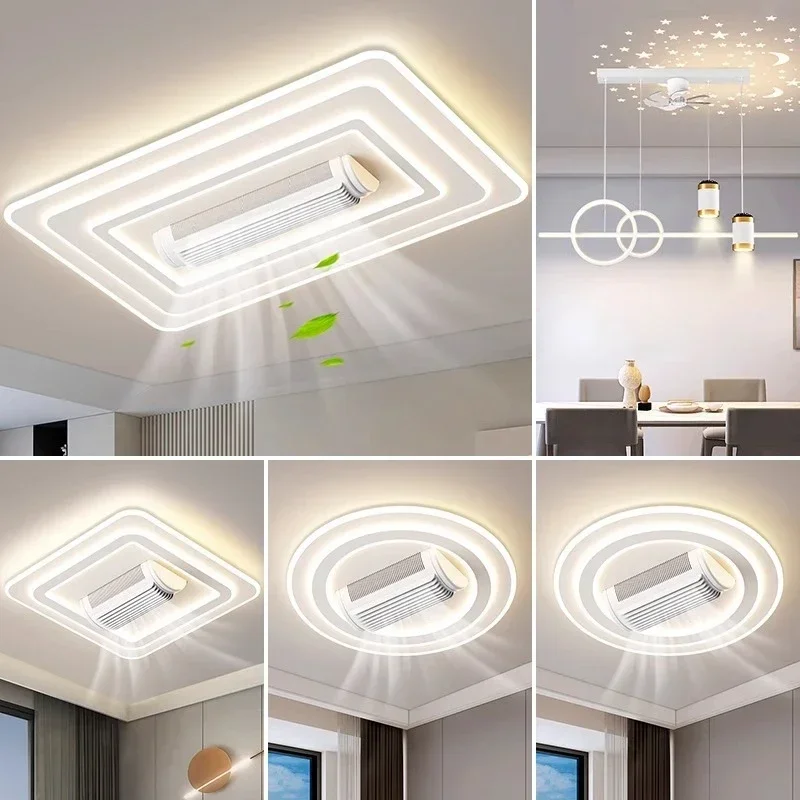 NEW LED Invisible Bladeless Ceiling Fan Chandelier Smart Home Decoration for Living Room Bedroom Children\'s Room Indoor Lamps