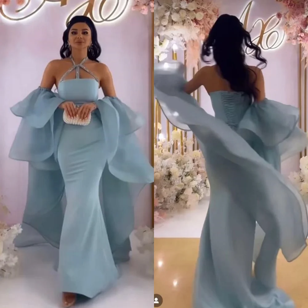 Jiayigong-Vestido largo plisado con cuello Halter, traje de sirena para regreso a casa, a medida, Arabia Saudita