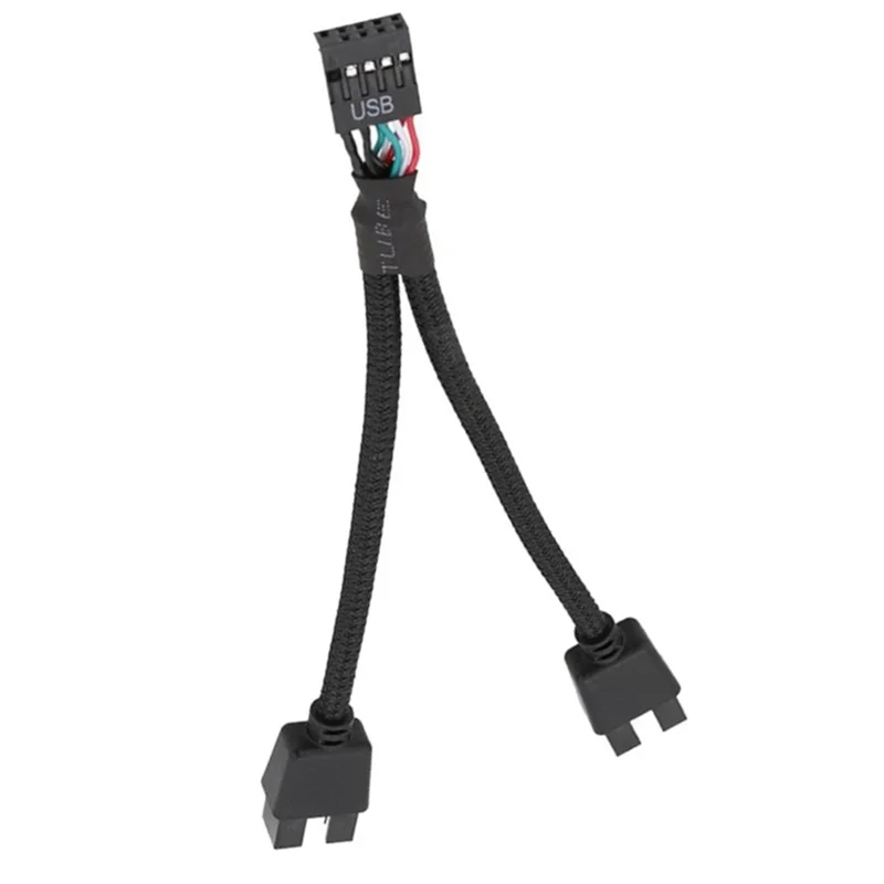 B24B 2Pcs Computer Motherboard USB Extension Cable 9 Pin 1 Female To 2 Male Y Splitter Audio HD Extension Cable For PC DIY