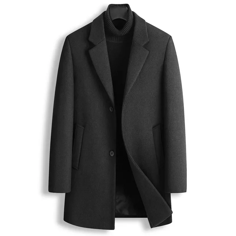 2023 Autumn and Winter New Men's Italian Style Elegant and Fashionable Mid-length Simple Business Casual Slim Woolen Coat Coat