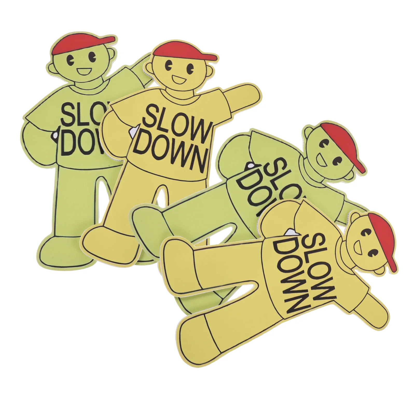 4Pcs Playground Safety Signs Reflective Little Warning Markers for Outdoor Use Slow Children Crossing Traffic Road Decal