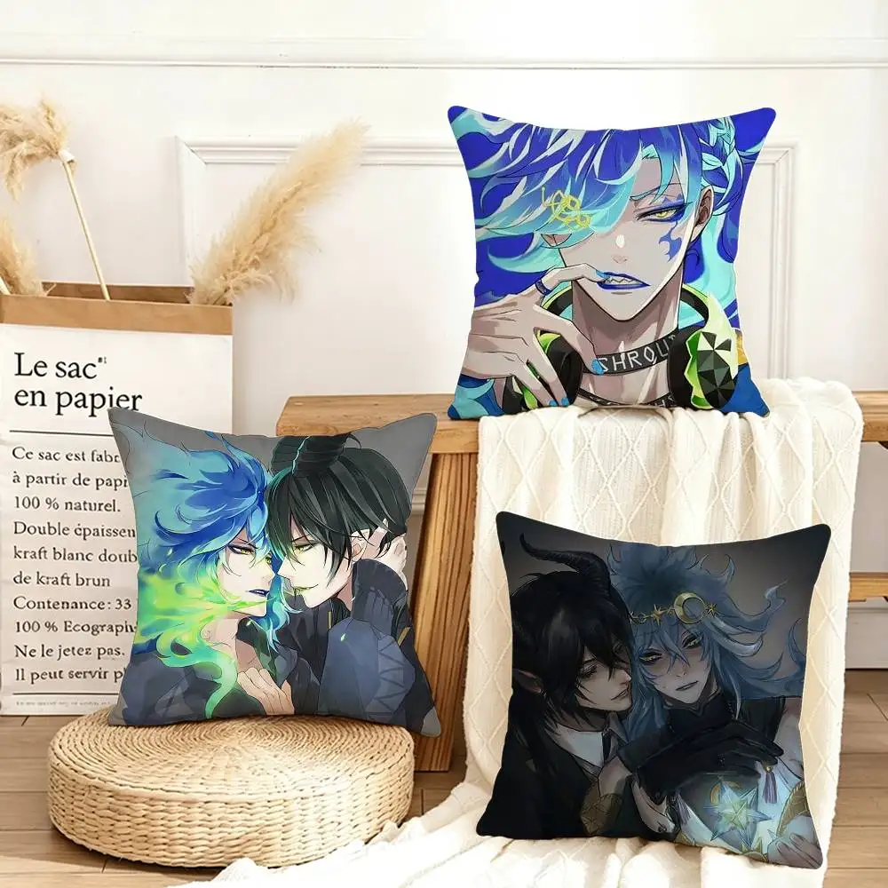 T-Twisted Wonderland Malleus Idia  Various Sizes Square Pillow Case For Car Home Bedchamber Decor