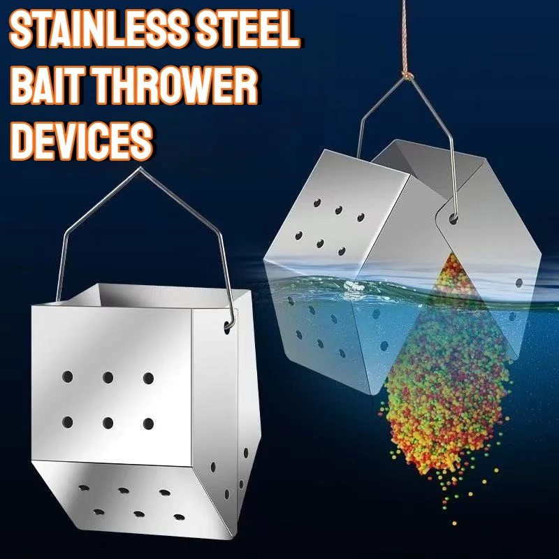 

Outdoors Wild Fishing Stainless Steel Bait Thrower Devices Portable Fishing Gears Accessories Baits Thrower Tackle Supplies