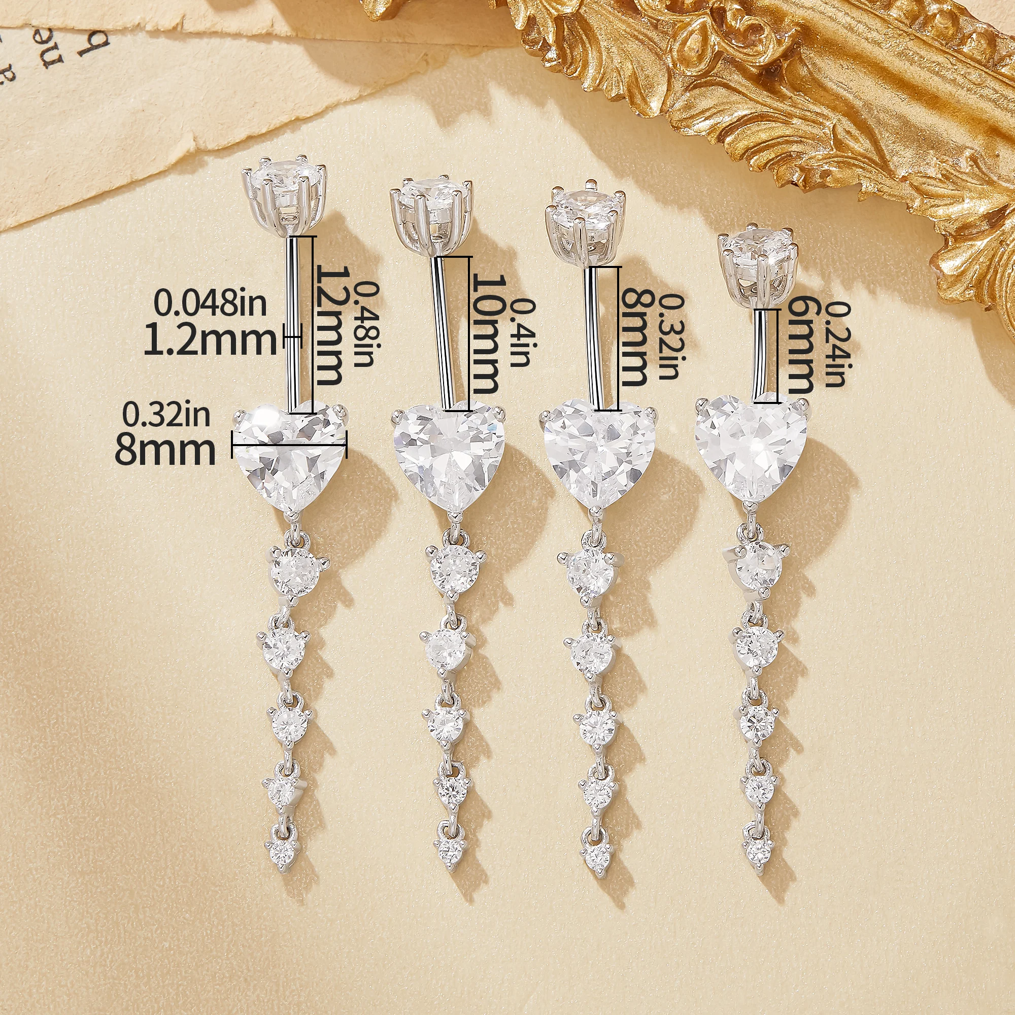 Heart CZ Stone Solid 925 Sterling Silver Belly Button Ring Navel Jewelry Belly Piercing Navel Bar Curved Barbell 6770012