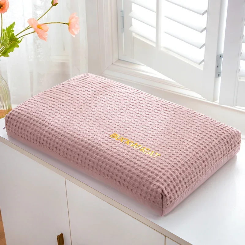 

New Cotton Waffle Buckwheat Pillow Cervical Pillow