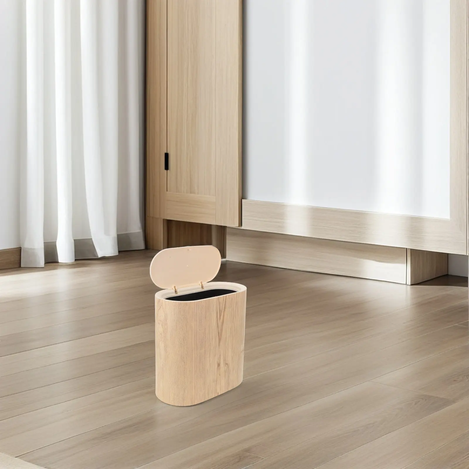 

Slim Garbage Bin Narrow Trash Can Press Lid Space Saving For Bathroom Kitchen Bedroom Rv Office Indoor Use Plastic Wastebasket