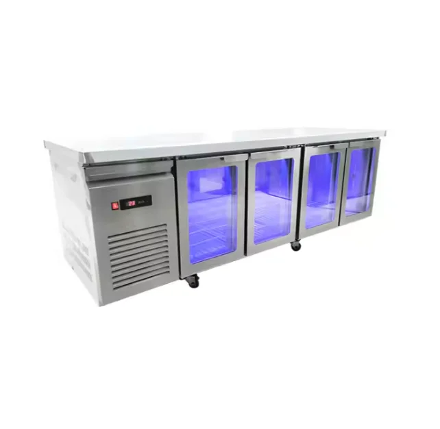 Refrigerador Vertical de Cozinha com Freezer em Aço Inoxidável e Porta de Vidro, Equipamento de Refrigeração 2025