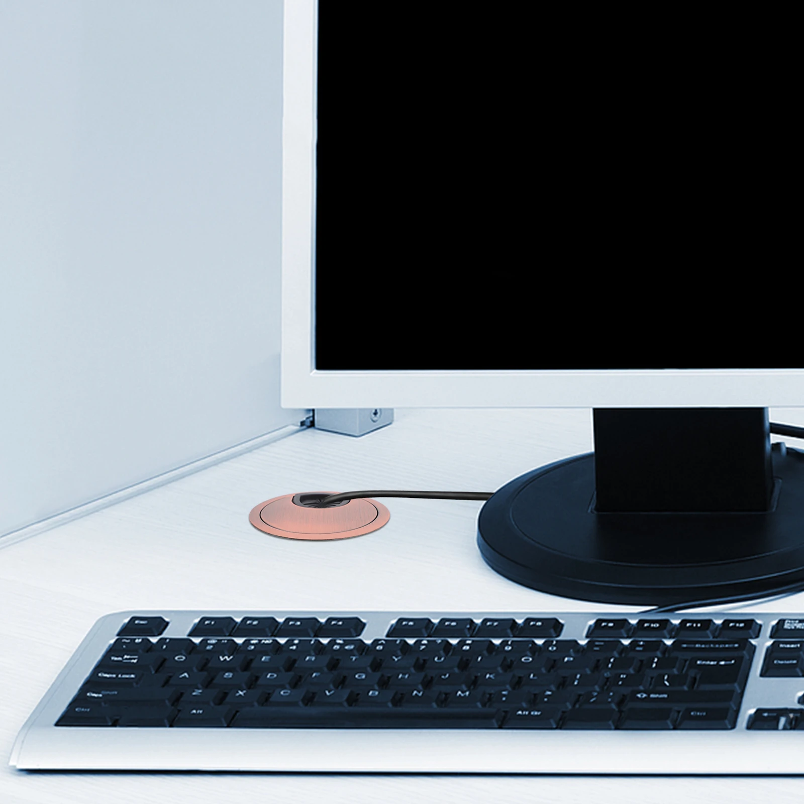 

3pcs Desk Grommet Cable Hole Cover Round Zinc Alloy For Office Computer Desk Cord Management Easy Install Desktop Cable