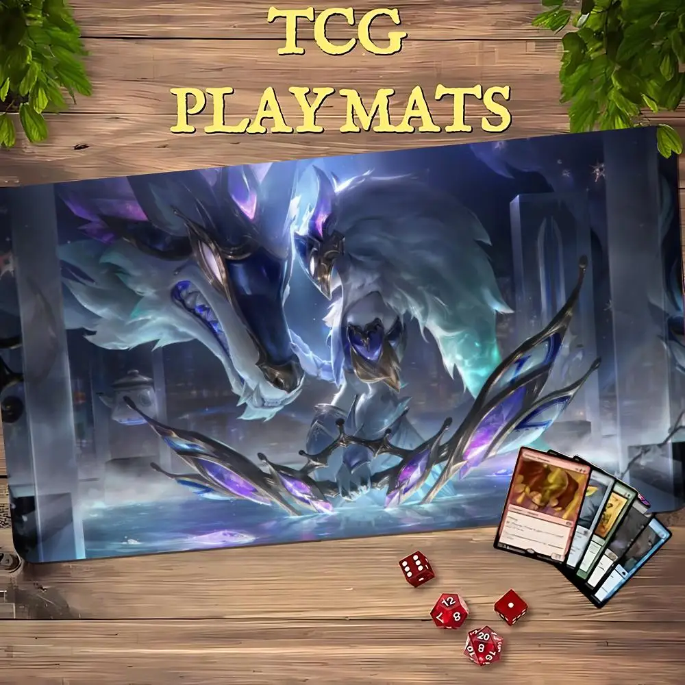 Neon Purple Cosmic Jester Demon TCG Playmat 35X60CM Magic Card Battle Mat Non‑Slip Durable Stitched Edge Tabletop Game Playmat