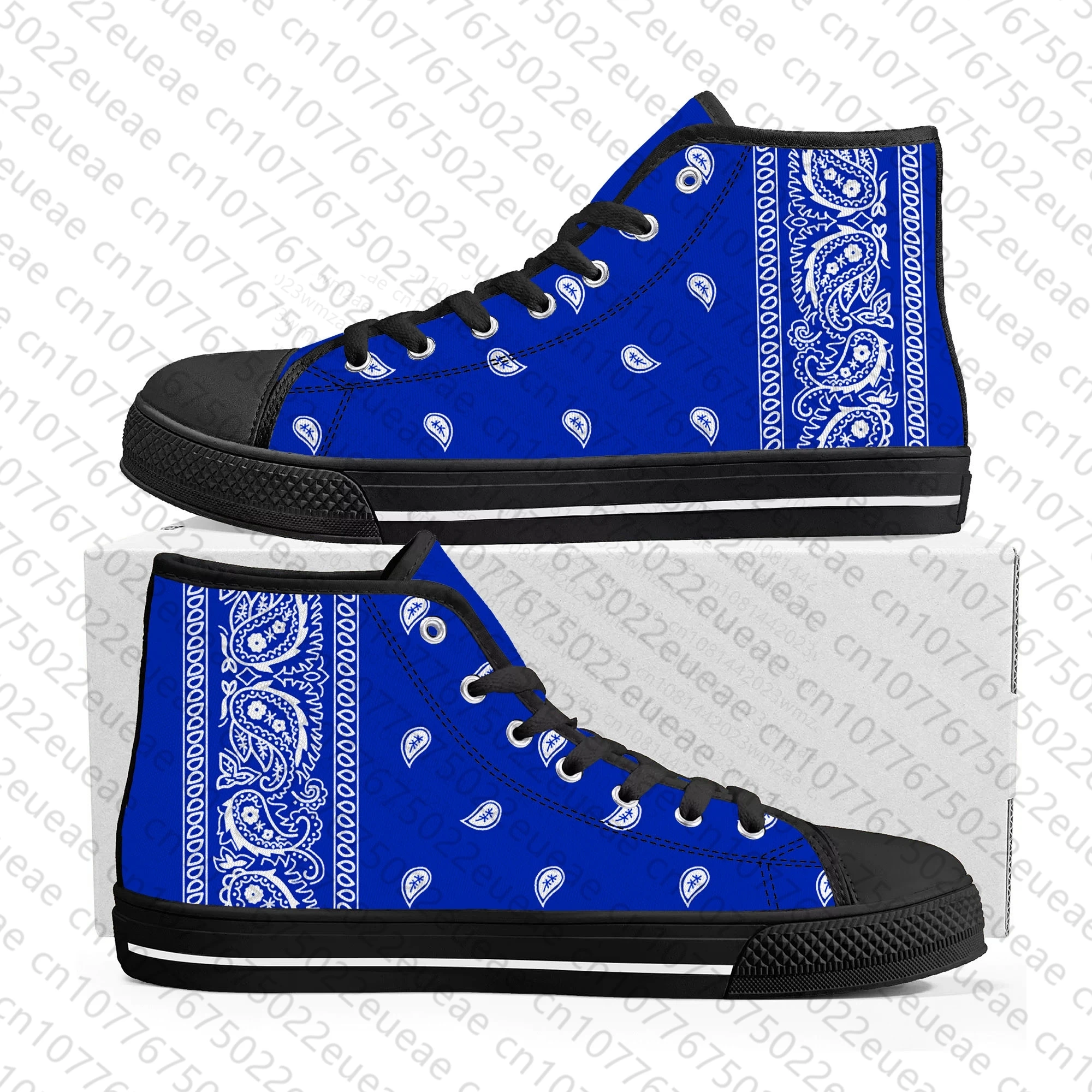 Bandana Paisley Hoge Top Sneakers Heren Dames Tiener Zwart Wit Rood Blauw Canvas Sneaker Paar Schoen Casual Op Maat Gemaakte Schoenen