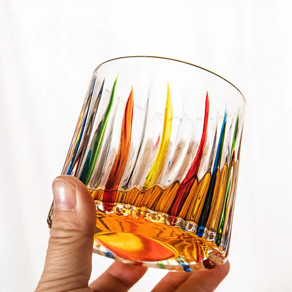 360 Degree Rotating Bourbon Glass Whiskey Swirl Glass Rotating Whiskey Glass with 360-degree Spinning Base Hand-painted Embossed