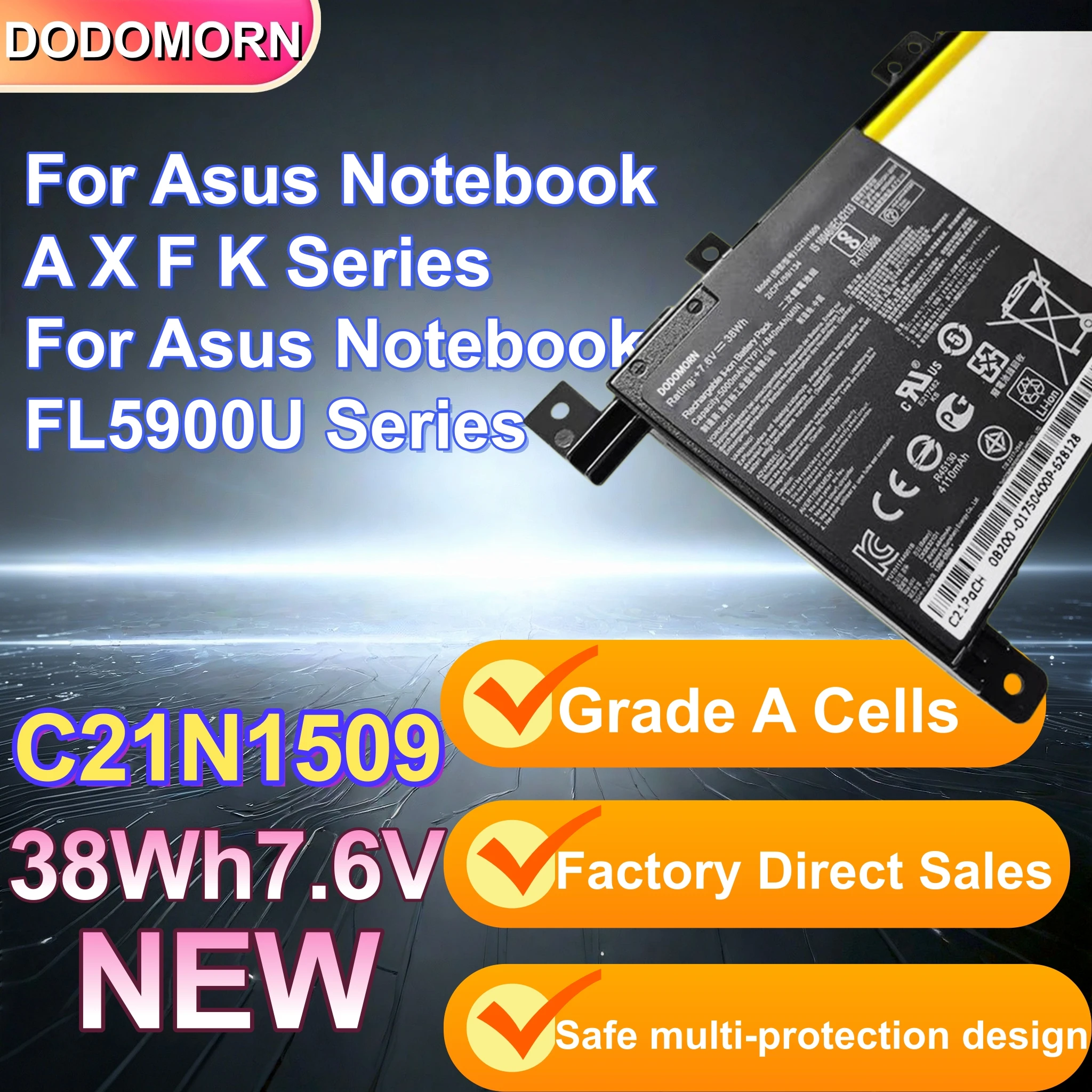 High Quality C21N1509 Laptop Battery For ASUS VivoBook X556U F556U K556U A556U R558U FL5900U VM591U Notebook Battery