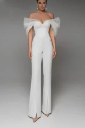 Jumpsuits Women Elegant Luxury Deep V Neck Sleeveless Bandage Jumpsuit Elastic Waist Long Pants Ankle length for Celebrity Party