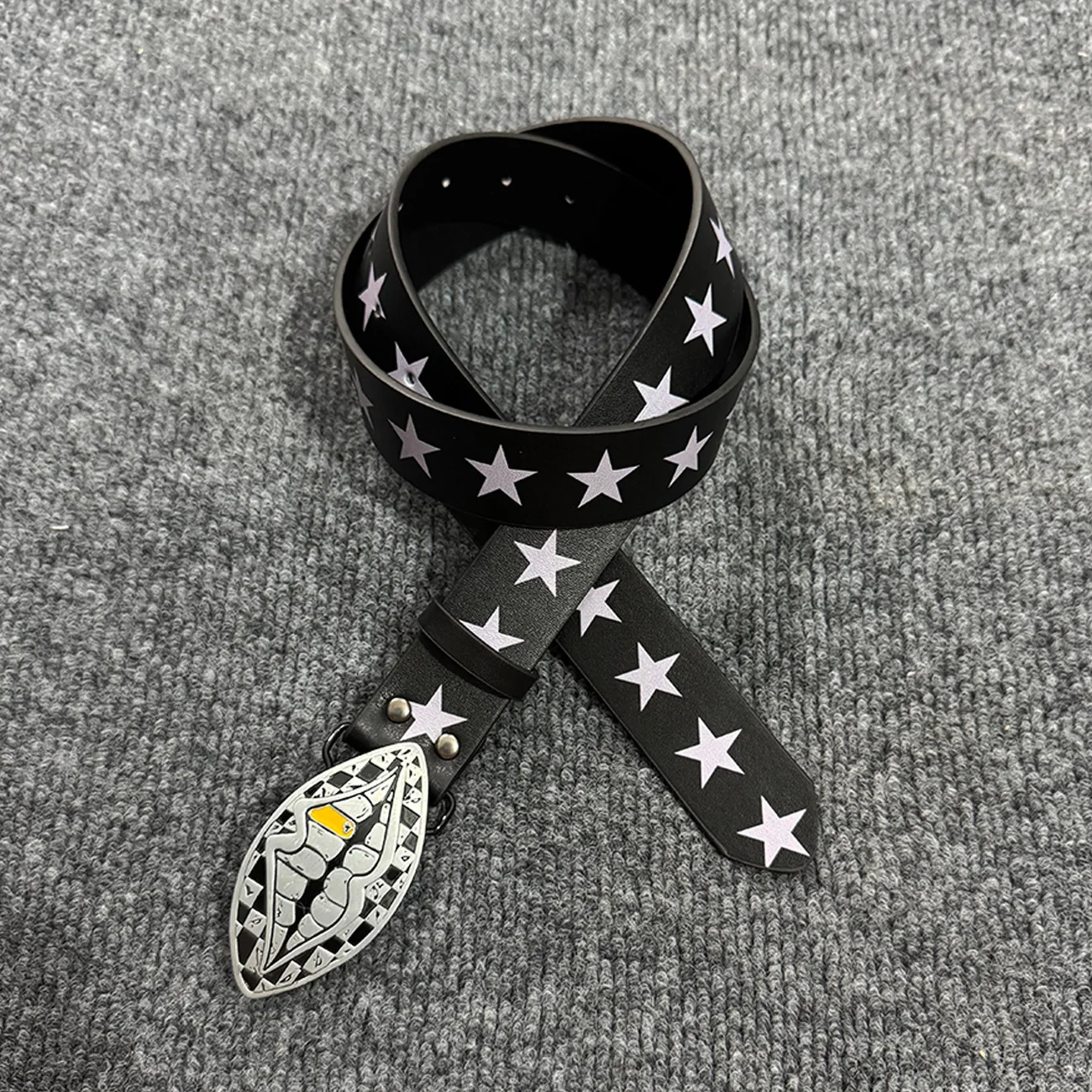 Fashion Star Print Waist Belt Lips Decor Belt Punk Street Style Adjustable Belt Unisex Casual Jean Belt Daily Outfit Accessories