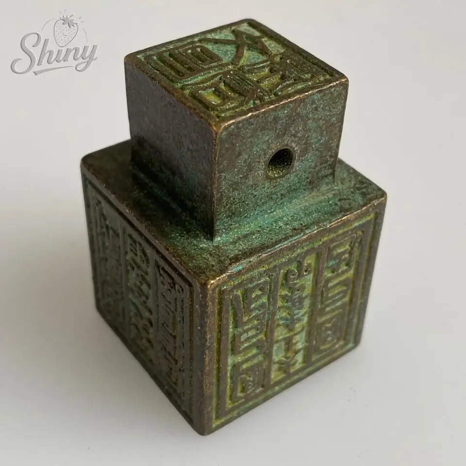 

Antique Bronze Seal Lettering Desktop Ornaments Copper Miniature Figurine Brass Statue Feng Shui Decoration