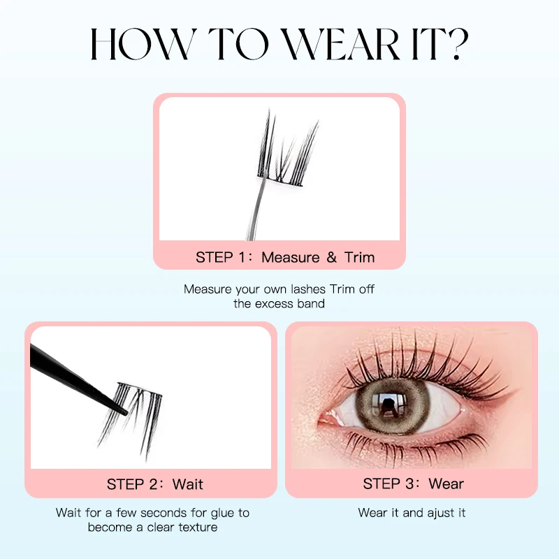 48 Ciglia autoadesive a grappolo Ciglia a grappolo Senza colla Ciglia individuali Cluster di ciglia morbide Ciglia autoadesive riutilizzabili