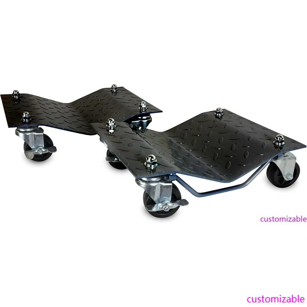 WEN 73017T Vehicle Dolly Set, 3000 lbs Capacity, Two Units, Black with Brakes