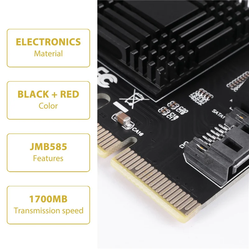 

3X PCIE To 5-Port SATA III 6 Gbps SATA Controller Expansion Card Computer Chassis Adapter Card JMB585 With 15 Cables