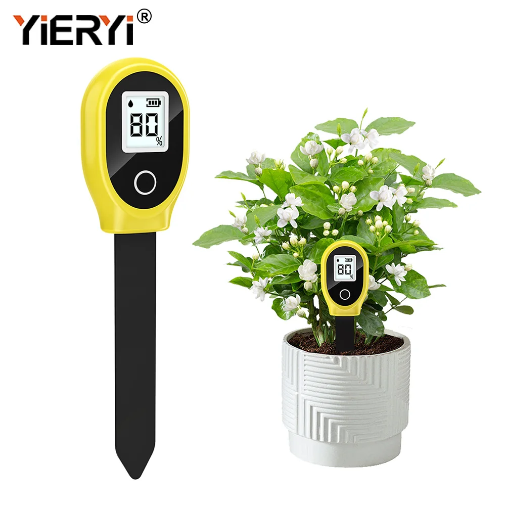 Yieryi Soil Moisture Detector Tester Digital LCD Soil Water Content Analyzer Meter for Indoor Planting Potted Garden Flower Lawn