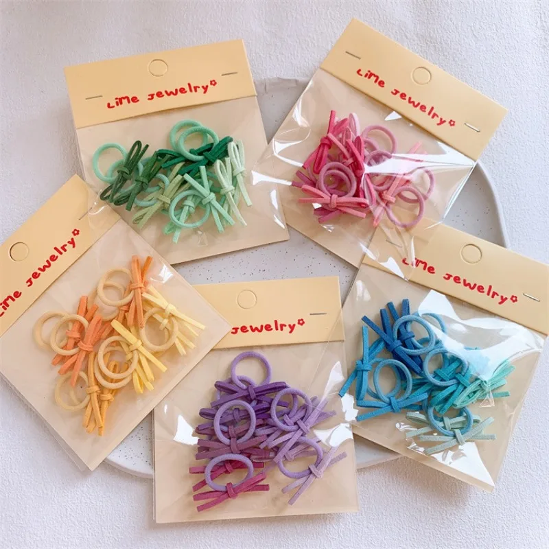 New Kids' Fresh Bowknot Hair Ties. Cute Mini Thumb Elastics, Non-damaging to Hair, Perfect for Taming Flyaways, For Daily Wear