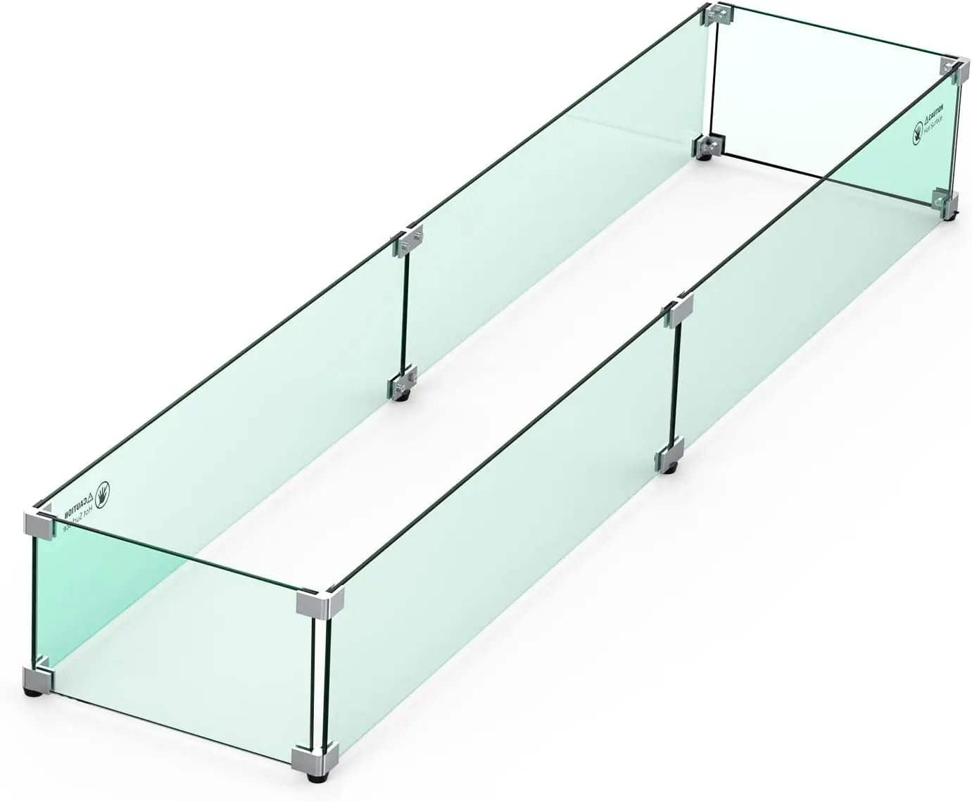 

Fire Pit Table Glass Wind Guard - 54" x 12", Thick Linear Heat-Resistant Tempered Glass Flame Shields with Hard Aluminum Corn