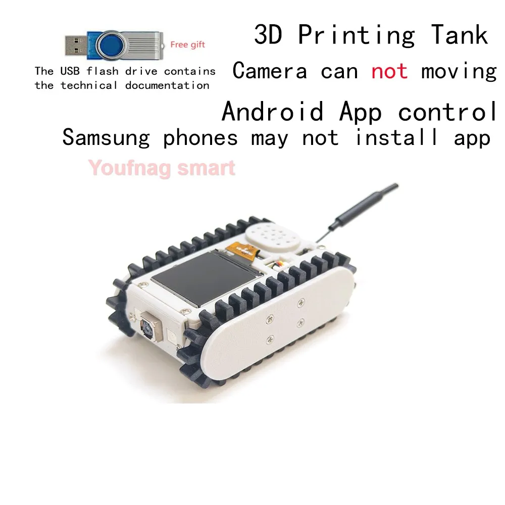 RC Tank Wireless Video Sound Trolley Pipeline Robot Crawler 3D Chassis Mount Truck Teaching Robot Chassis for ESP32 Robotic Car