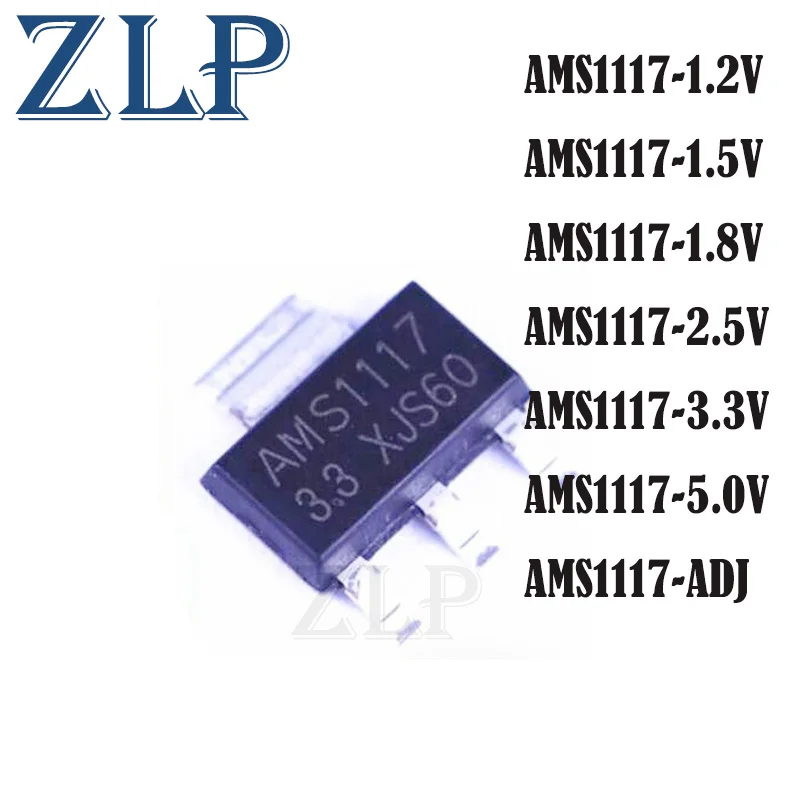 100PCS/LOT IC REG LIN AMS1117 1.2V 1.5V 1.8V 2.5V 3.3V 5V ADJ SOT223 1117 Voltage Regulator LM1117