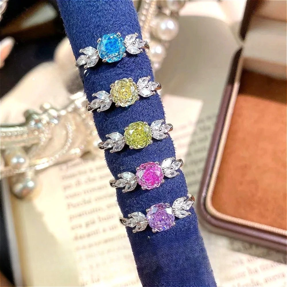 Luxury-Style 925 Sterling Silver Millennium Rose Fashion Luxury High-End Lace Diamond Ring