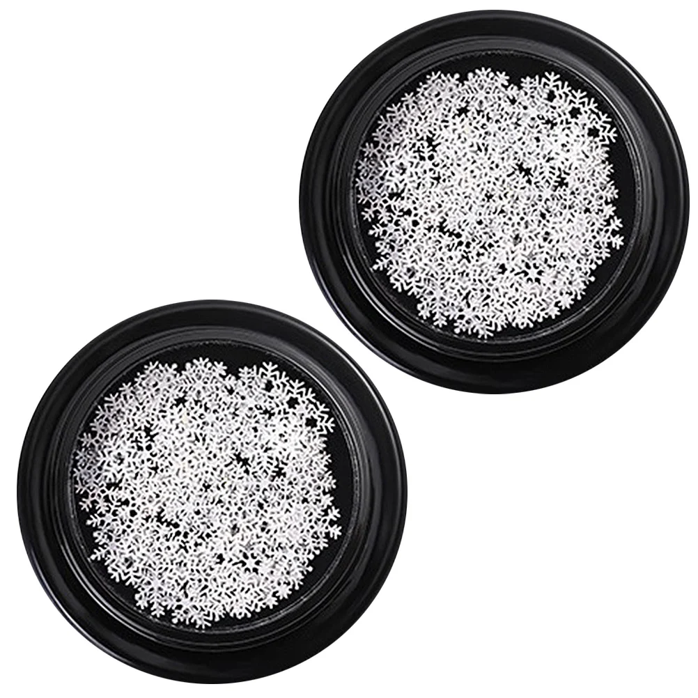 สติ๊กเกอร์ติดเล็บลายเกล็ดหิมะสีขาวสำหรับตกแต่งเล็บลายคริสต์มาส 2 ชิ้น รูปทรงหกเหลี่ยมบางเฉียบ