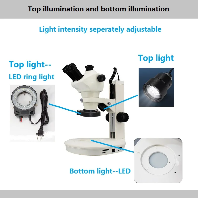 Fotografia 6: com touch pad de 12 polegadas ou tela LCD com iluminação LED inferior e superiorBD-60T 8X-50X Microscópio estéreo trinocular