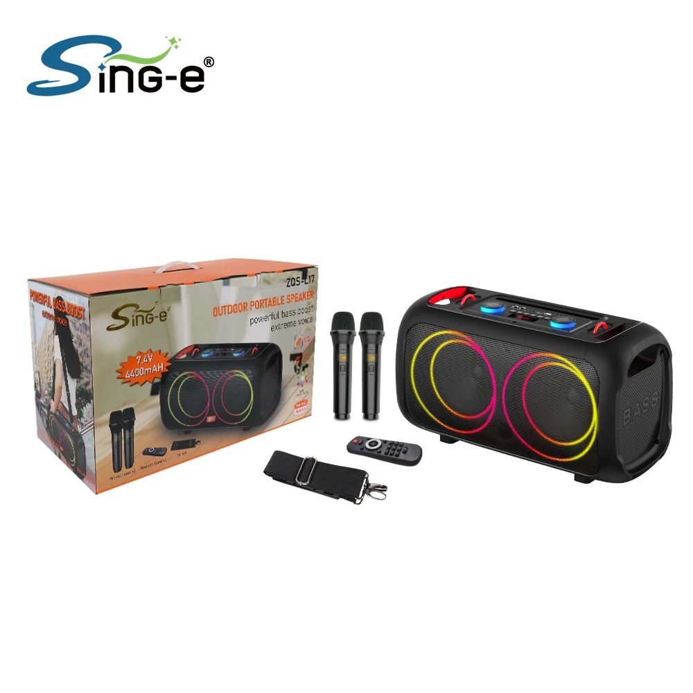 

ZQS-L17 Portable Wireless Speaker 2MIC Audio System 6.5 Inch Waterproof Remote Control BT/USB/TF/FM/AUX/Karaoke Outdoor Player