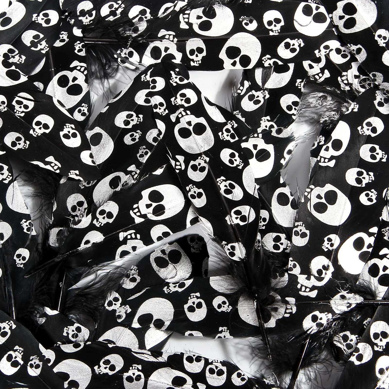 10pcs Goose Feather Skull Print Swan Feathers for Creative Handicraft DIY Festival Decoration Feather Accessories