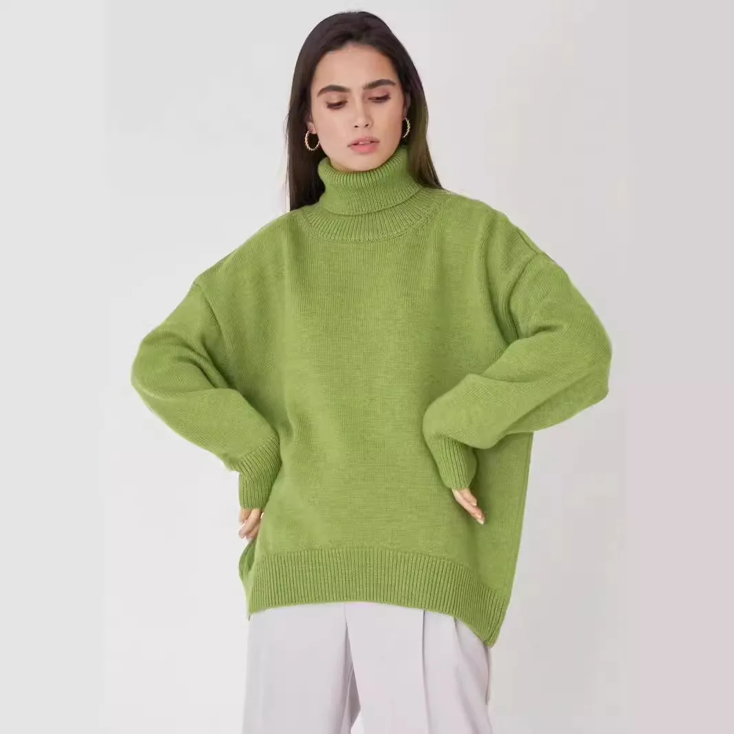 

Women's New Hot-selling Loose-fitting European-style Half-high Neck Autumn and Winter Solid Color Sweater