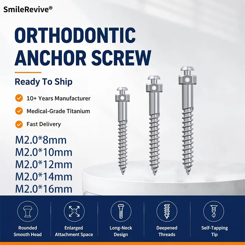 SmileRevive In Stock Orthodontic Mini Screw TAD Titanium Anchor Micro Implant Fast Shipping 2.0*8/10/12/14/16mm