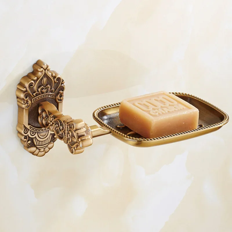 Luxury Vintage Soap Dish Holder Shower Portable Metal European Soap Dish Mold Gold Rangement Salle De Bain Bathroom Soap Dish