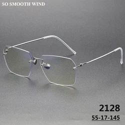 Denmark Screwless Glasses Frame Men Titanium Rimless Prescription Light Eyeglasses Women Optical Blue Light Spectacles Eyewear
