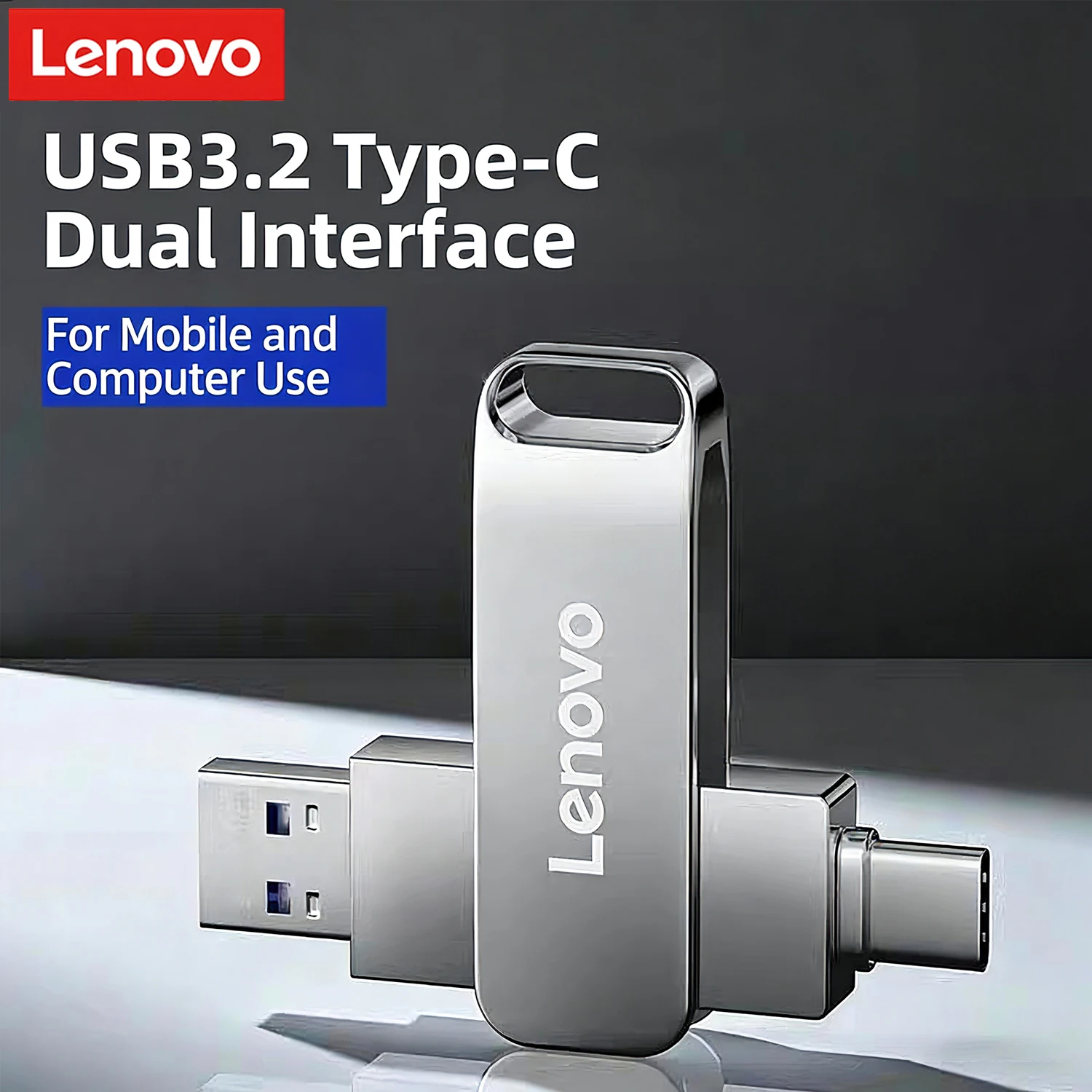 Lenovo Flash Drives 2 in 1 OTG USB 3.2 Type C Memory Stick 128GB High Speed Metal Pendrive for Android Phone/Tablet/Mac/Laptop