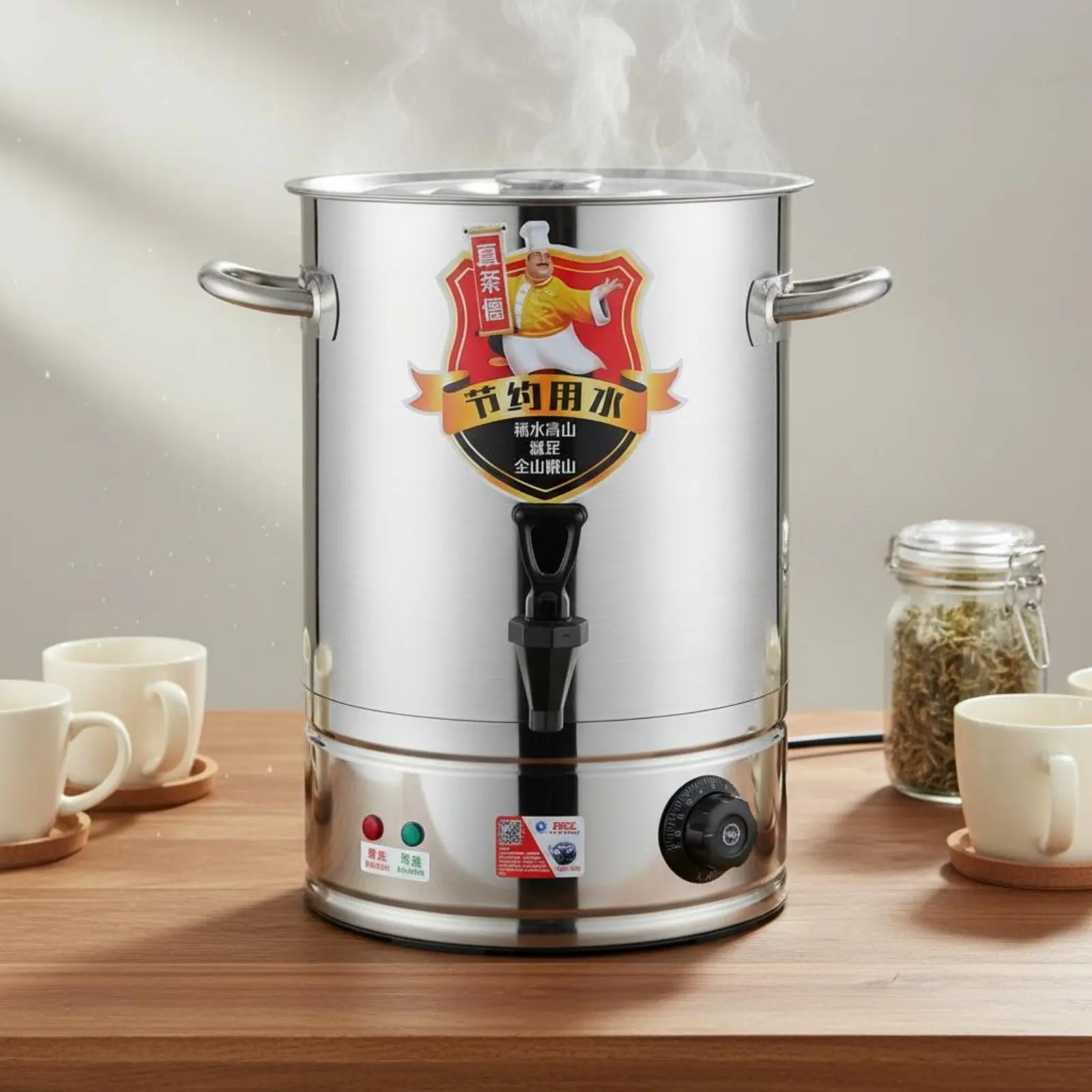

28-68L Electric Hot Water Urn Adjustable Temperature Insulation Bucket Steel Insulated Beverage Dispenser for Milk Tea Coffee