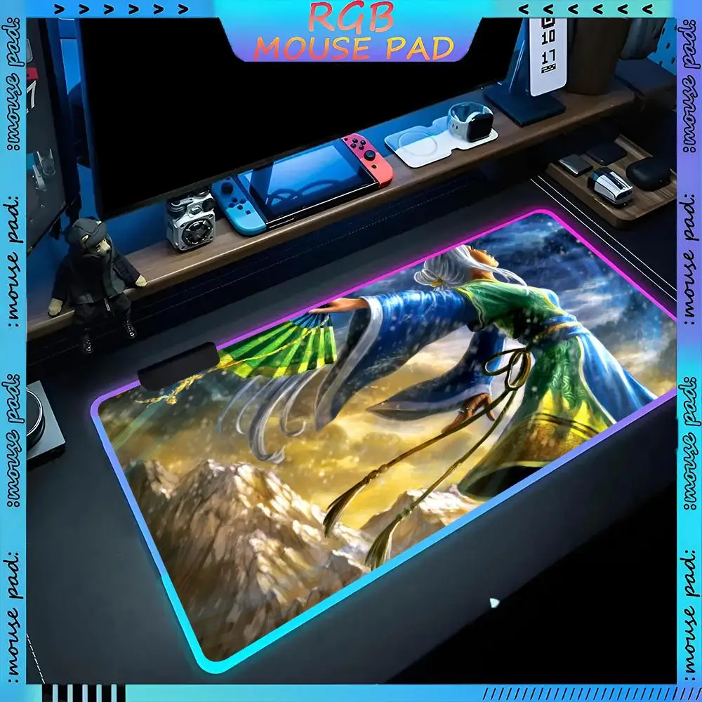 Legend Of The Five Rings   Mouse Pad RGB Pc Accessories LED Game Desk Mat E-sport Table Protector Neon Keyboard Mat Backlit Carp