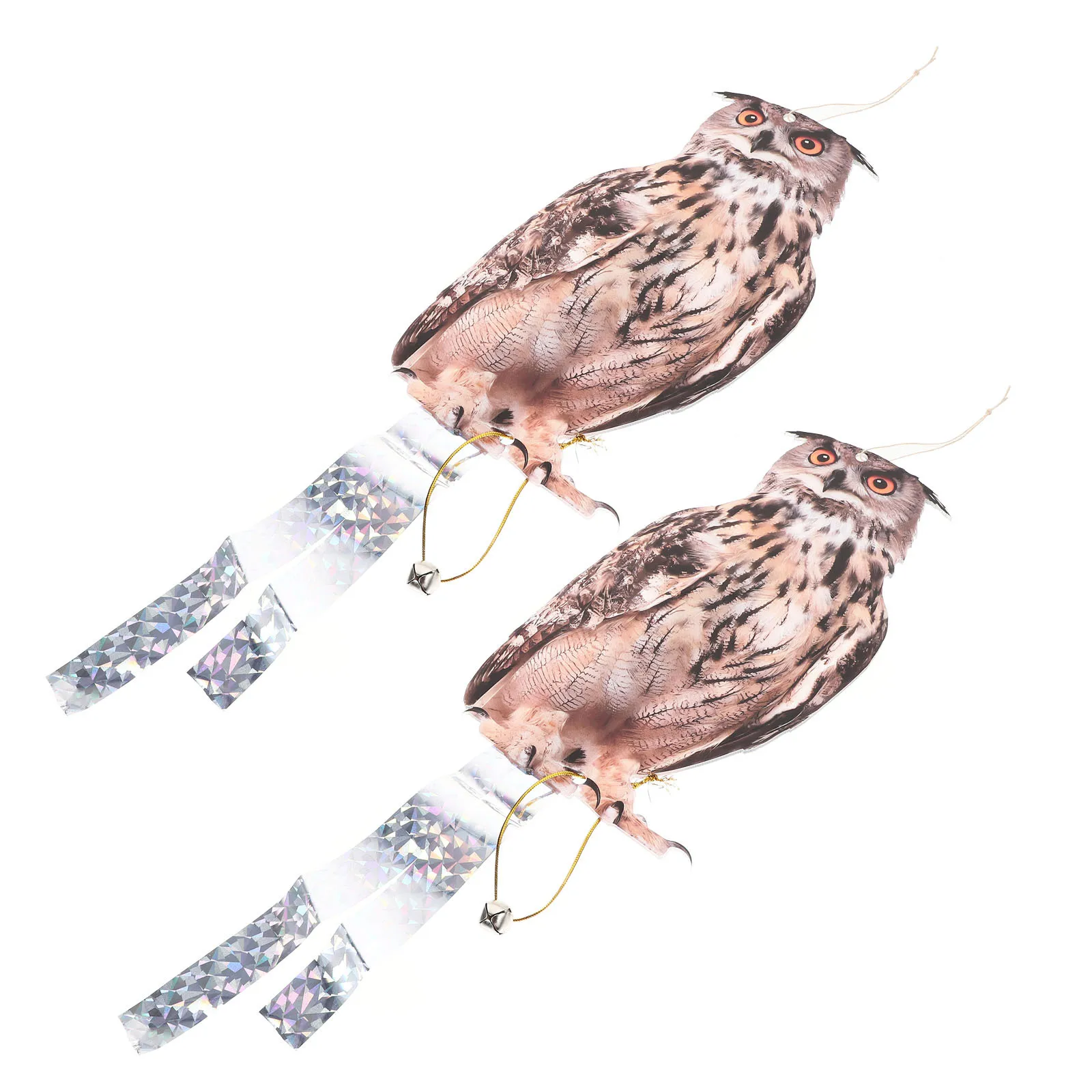 

2 комплекта, реалистичный вращающийся орнамент в виде совы, акриловый металлический садовый подвесной декор, вращающийся на ветру, визуальные эффекты, совы, чтобы страсть птиц