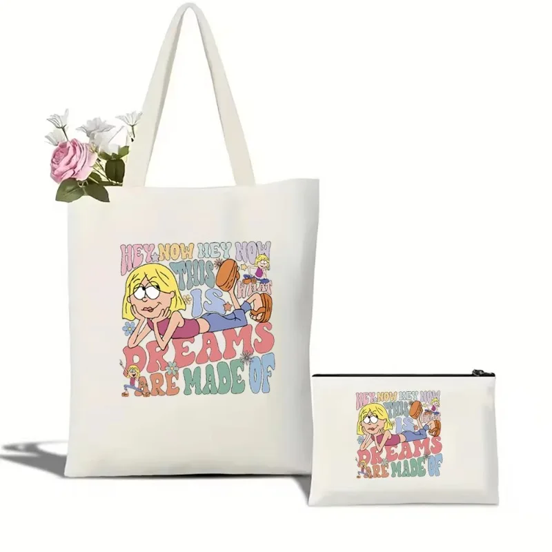 حقيبة ديزني كيوت ليزي ماكجوار توت هذا هو ما تكون الأحلام مصنوعة من حقيبة قماش ريترو حقيبة تسوق محمولة لرحلة ديزني #4